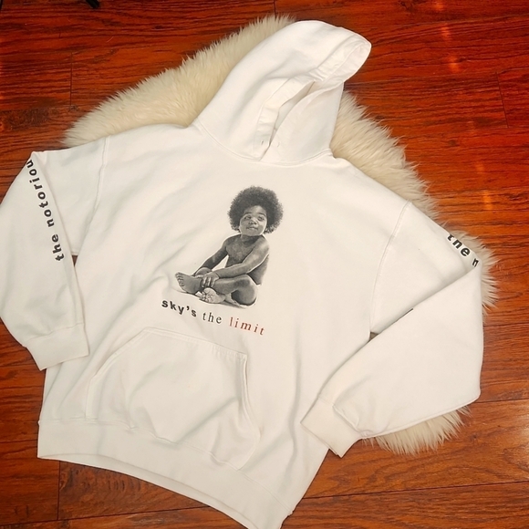 Gildan Tops - Notorious BIG White Hooded Sweatshirt